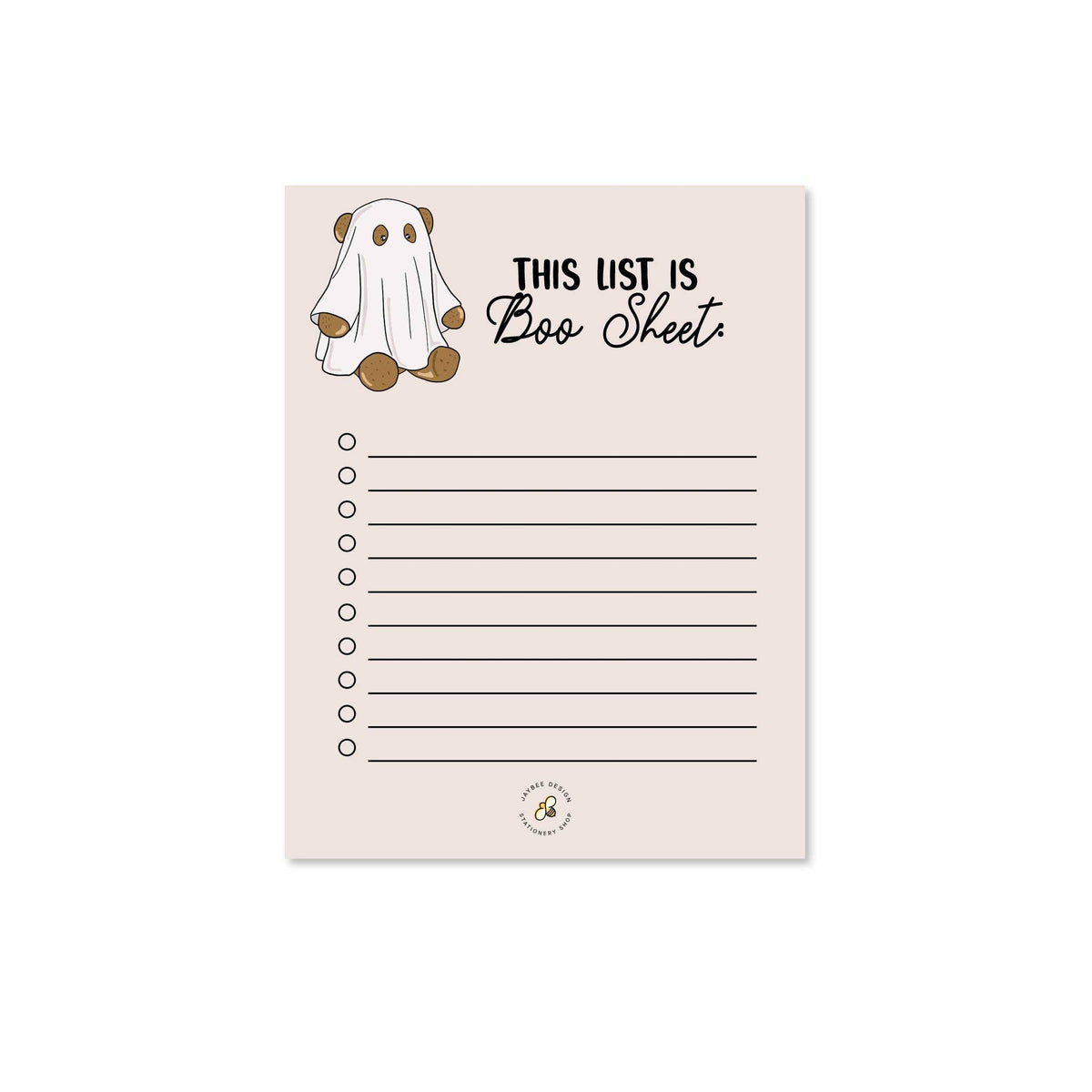 This List Is Boo Sheet Notepad